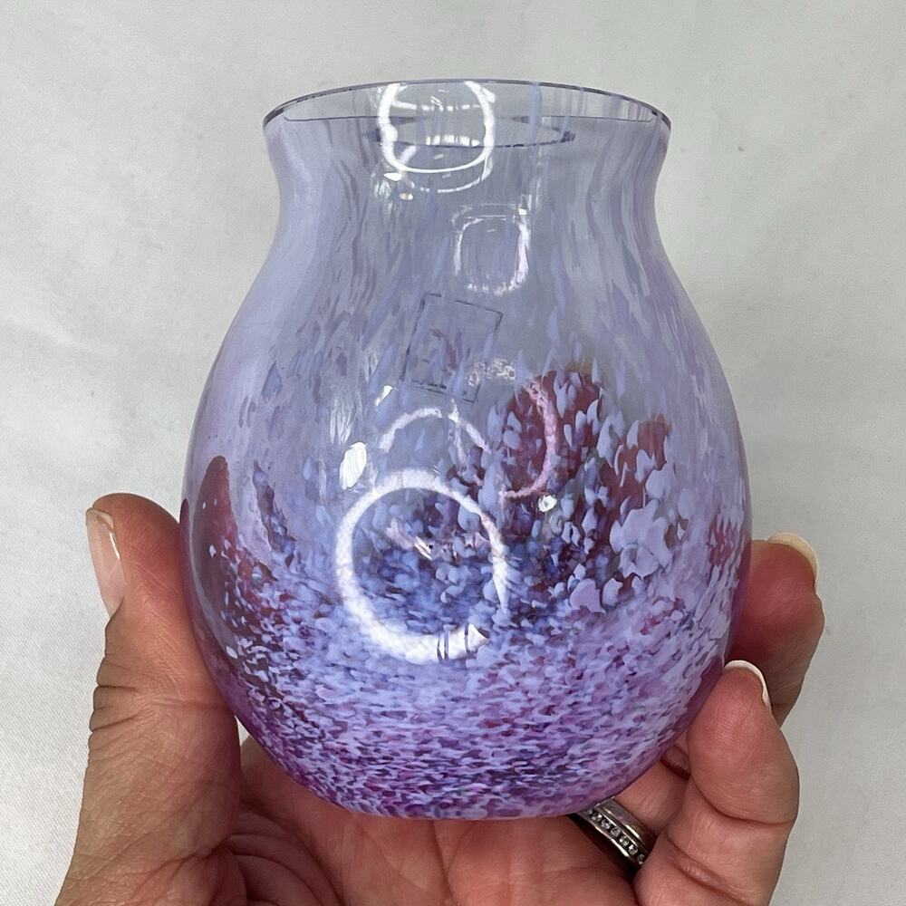Caithness Purple With Speckled hand Blown Glass Mini Floral Vase Made Scotland